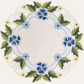 Blue or Green Lace White Doilies - Round Placemats European Embroidery for Dining Table Home Decor Wedding - 15 inches - The Eternal Grace Collection - Decozen