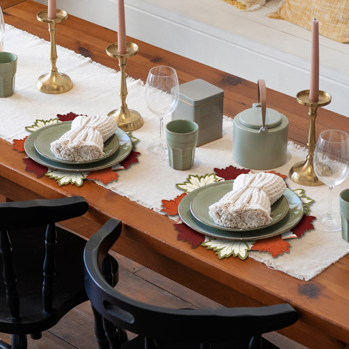 Set of four cream white round doilies by RIZ, 15-inch premium placemats for elegant dining and decorative table settings.