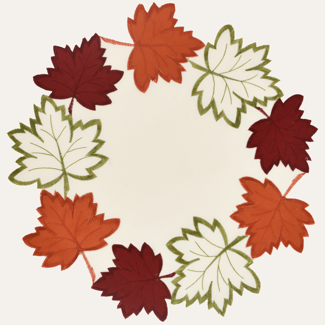 Set of four cream white round doilies by RIZ, 15-inch elegant placemats for stylish dining table décor.