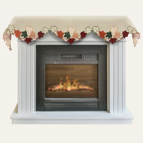 Falling Petals – Cream White Mantel Scarf Cover, The Falling Petals Collection Artistic Embroidered Home Décor 18x90 inch - Decozen