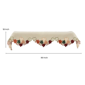 Falling Petals – Cream White Mantel Scarf Cover, The Falling Petals Collection Artistic Embroidered Home Décor 18x90 inch - Decozen
