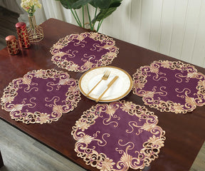 Set of four RIZ Opulent Weave 15-inch decorative placemats, elegant table decor for dining and events.