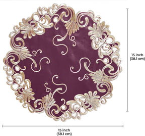 Set of four RIZ Opulent Weave 15-inch decorative table doilies, elegant placemats for dining and event table decor.