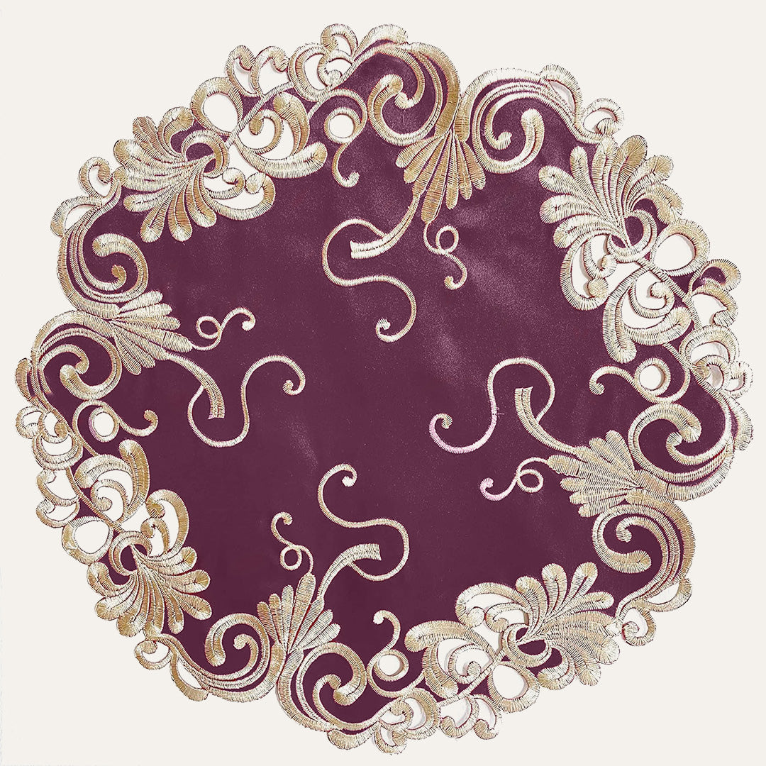 Set of four RIZ Opulent Weave 15-inch decorative placemats with intricate woven design, ideal for elegant dining and events.
