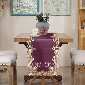 Petal Amethyst – Purple Table Runner, Falling Petals Collection European Embroidered Décor 14*108 inch - Decozen