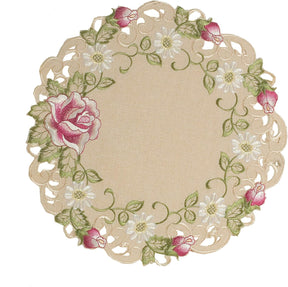 Docia Sand – Beige Table Doilies, Docia Collection Elegant Decorative Table Decor 15 inch - Decozen