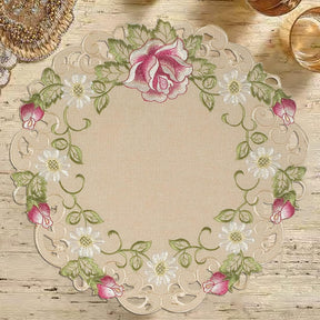 Docia Sand – Beige Table Doilies, Docia Collection Elegant Decorative Table Decor 15 inch - Decozen