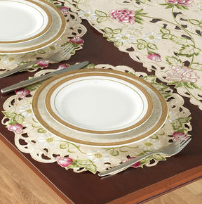 Docia Sand – Beige Table Doilies, Docia Collection Elegant Decorative Table Decor 15 inch - Decozen