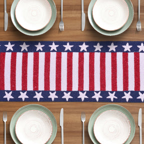 USA Flag Beaded Table Runner 13" x 54" - Decozen
