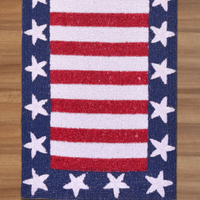 USA Flag Beaded Table Runner 13" x 54" - Decozen