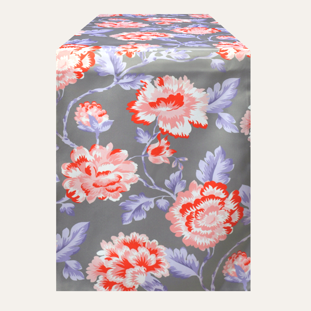 Printed Table Runner - Gray and Red