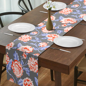 Printed Table Runner - Gray and Red