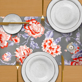 Printed Table Runner - Gray and Red