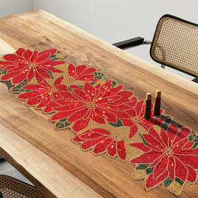 Beaded Table Runner - Christmas Red - Decozen