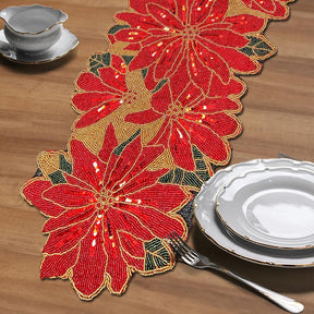 Beaded Table Runner - Christmas Red - Decozen