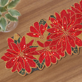 Beaded Table Runner - Christmas Red - Decozen