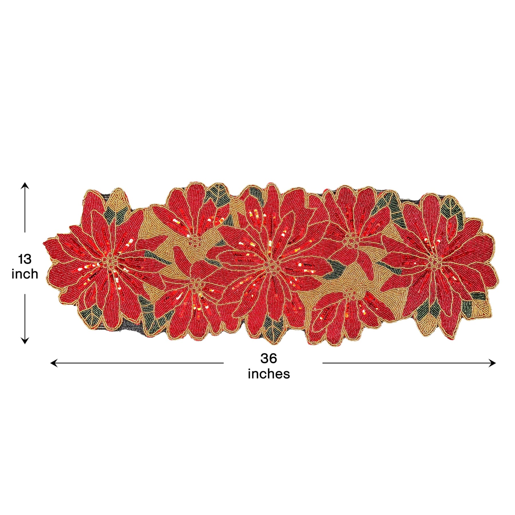 Beaded Table Runner - Christmas Red - Decozen