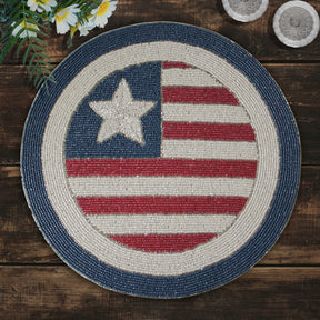 USA Flag Round Beaded Placemats - Decozen
