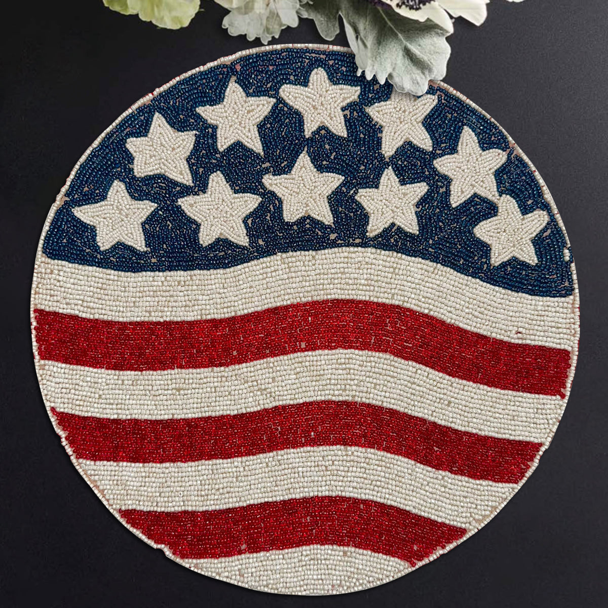 USA Flag Round Beaded Placemats - Decozen