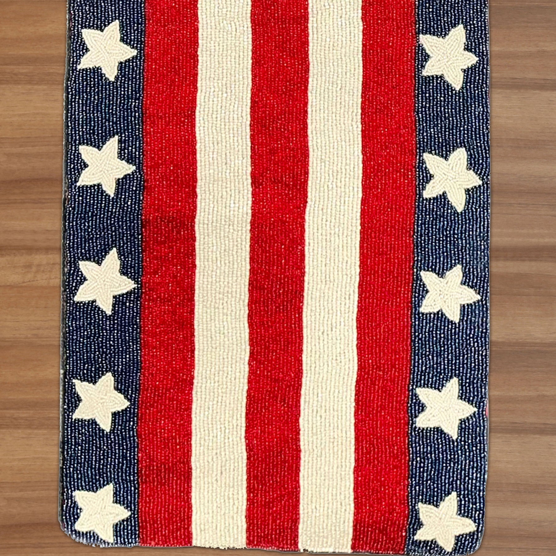 USA Flag Beaded Table Runner 13 x 35 - Decozen