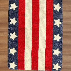 USA Flag Beaded Table Runner 13 x 35 - Decozen