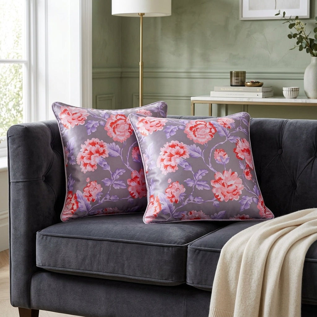 Floral Printed Throw Pillow Covers - 20 x 20 Inches