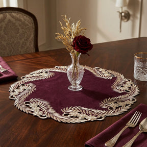 Violet Dream – Plum Gold Table Doilies, Anyce Collection Artistic Home Table Décor 15 inch