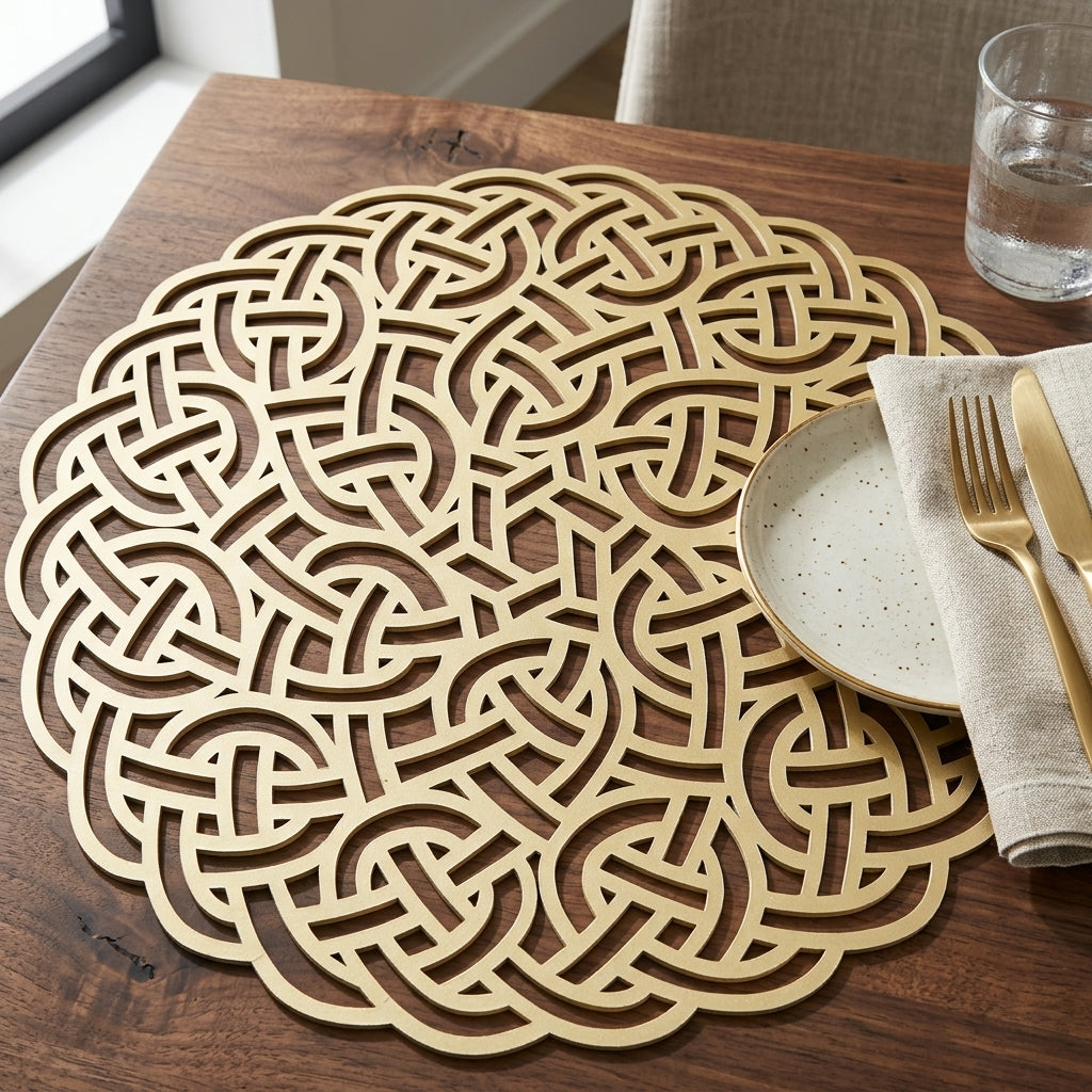 Gold Wooden Trivet Placemats for Dining Table