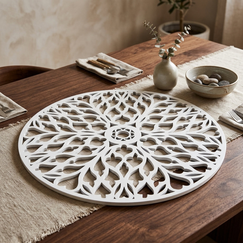 White Wooden Trivet Placemats for Dining Table