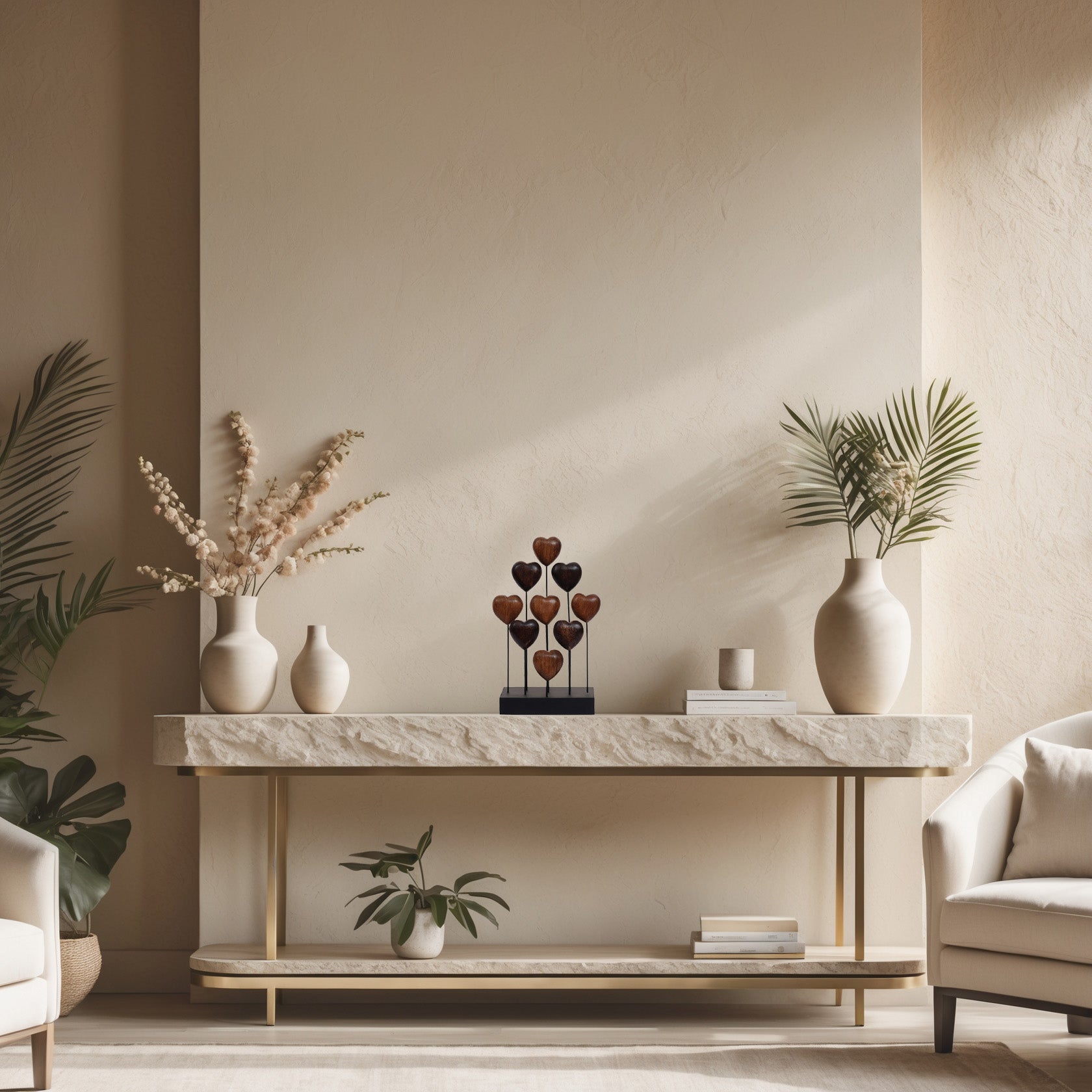 Herewardus Hearts – Handmade Wooden Sculpture, Romantic Home Decor - Decozen