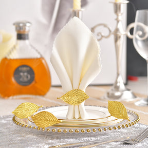 Golden Leaf – Napkin Rings in Gold Leaf Design, Elegant Decorative Dining Table Décor - Decozen