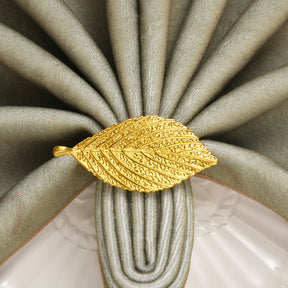 Golden Leaf – Napkin Rings in Gold Leaf Design, Elegant Decorative Dining Table Décor - Decozen