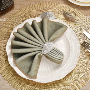 Silver Leaf – Napkin Rings in Silver Leaf Design, Elegant Decorative Dining Table Décor - Decozen