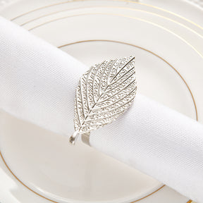 Silver Leaf – Napkin Rings in Silver Leaf Design, Elegant Decorative Dining Table Décor - Decozen