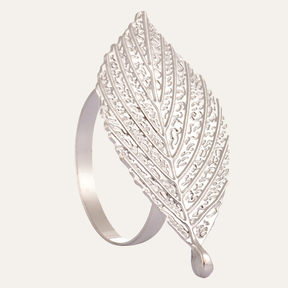 Silver Leaf – Napkin Rings in Silver Leaf Design, Elegant Decorative Dining Table Décor - Decozen