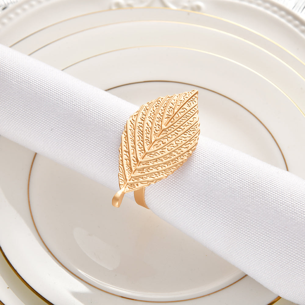 Luxe Petal – Napkin Rings in Gold Leaf Design, Artistic Decorative Dining Table Décor - Decozen