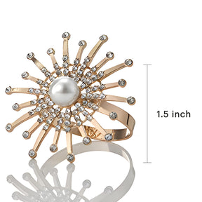 Golden Blossom – Napkin Rings in Gold Floral Pearl Design, Elegant Decorative Dining Table Décor - Decozen
