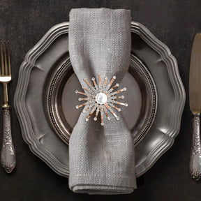 Golden Blossom – Napkin Rings in Gold Floral Pearl Design, Elegant Decorative Dining Table Décor - Decozen