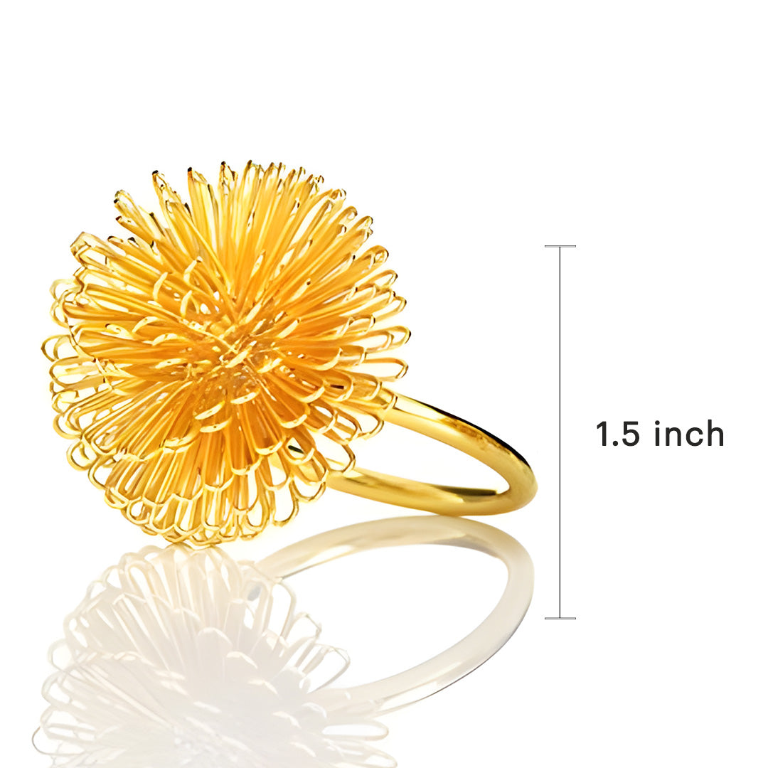 Floral Grace – Napkin Rings in Gold Floral Design, Artistic Decorative Dining Table Accent - Decozen