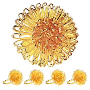 Floral Grace – Napkin Rings in Gold Floral Design, Artistic Decorative Dining Table Accent - Decozen