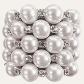 Set of four Pearl Majesty ZWZ-18-306 silver pearl crystal napkin rings, decorative dining table accent with luxurious design.