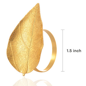 Leaf Harmony – Napkin Rings in Gold Leaf Design, Artistic Decorative Dining Table Accent - Decozen