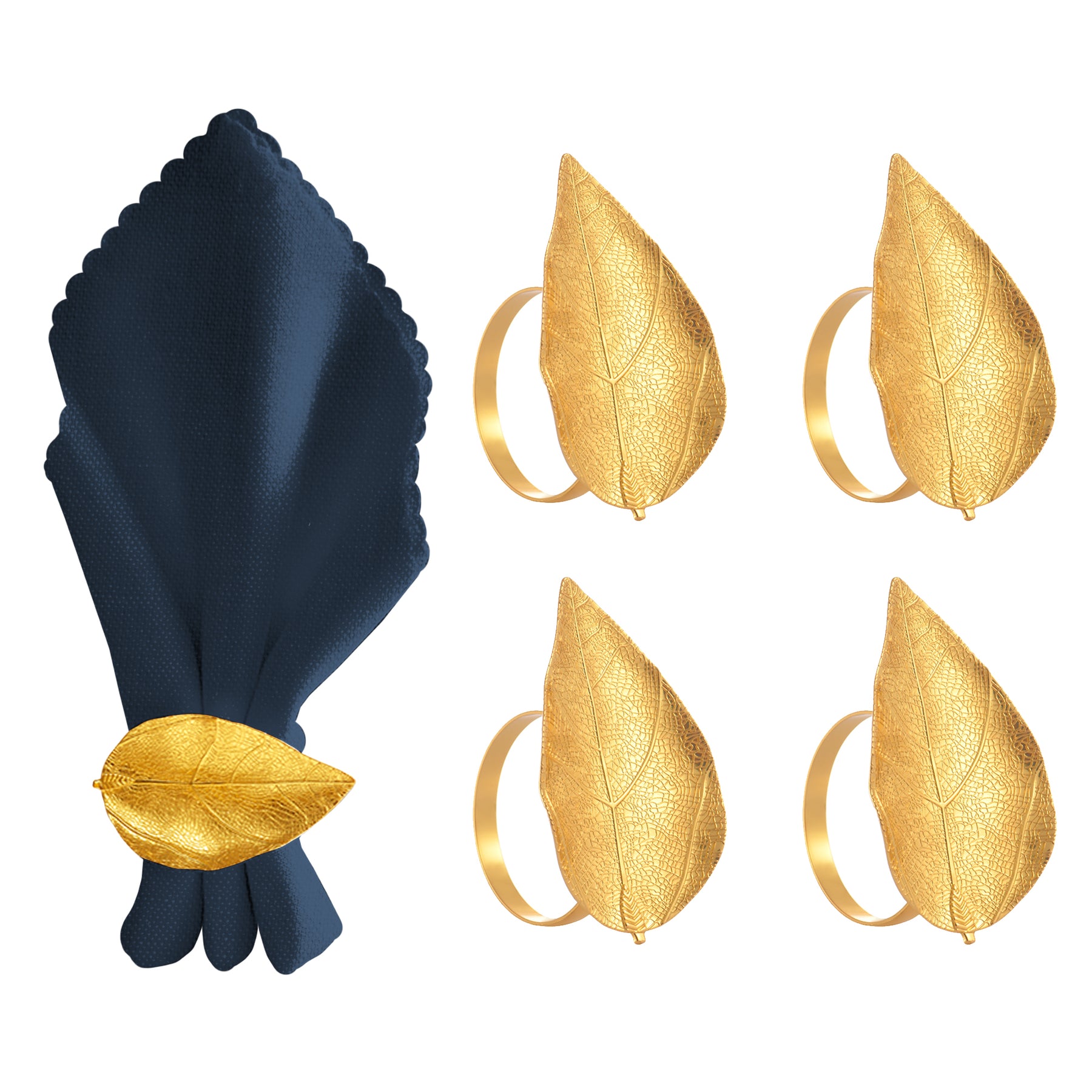 Leaf Harmony – Napkin Rings in Gold Leaf Design, Artistic Decorative Dining Table Accent - Decozen