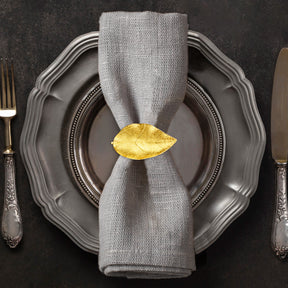 Leaf Harmony – Napkin Rings in Gold Leaf Design, Artistic Decorative Dining Table Accent - Decozen