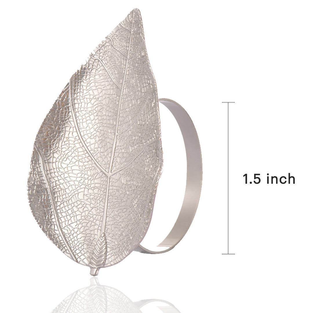 Silver Grace – Napkin Rings in Silver Leaf Design, Elegant Decorative Dining Table Décor - Decozen