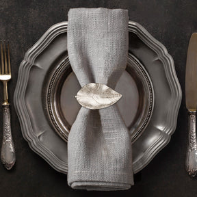 Silver Grace – Napkin Rings in Silver Leaf Design, Elegant Decorative Dining Table Décor - Decozen