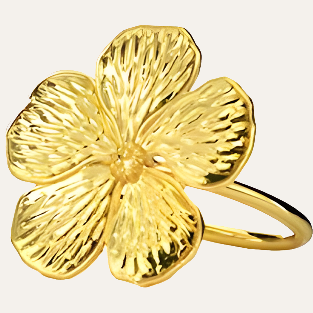 Napkin Rings in Gold Flower Design - Decozen