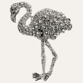 Set of four silver flamingo-shaped napkin rings from ZWZ-19-099 Tropical Charm collection, decorative dining table accents.