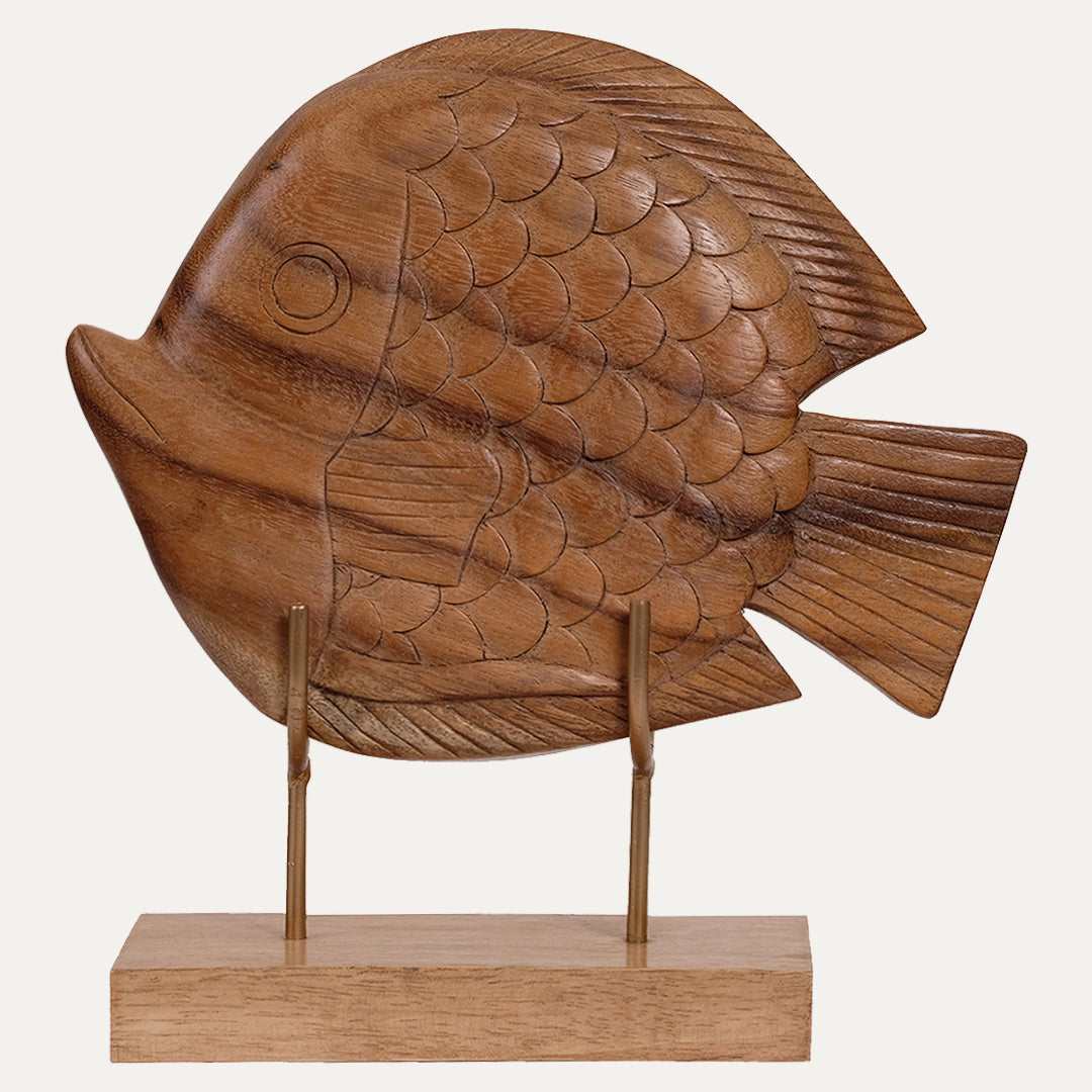 Lucky Fish Handmade Wooden Sculpture - Decozen
