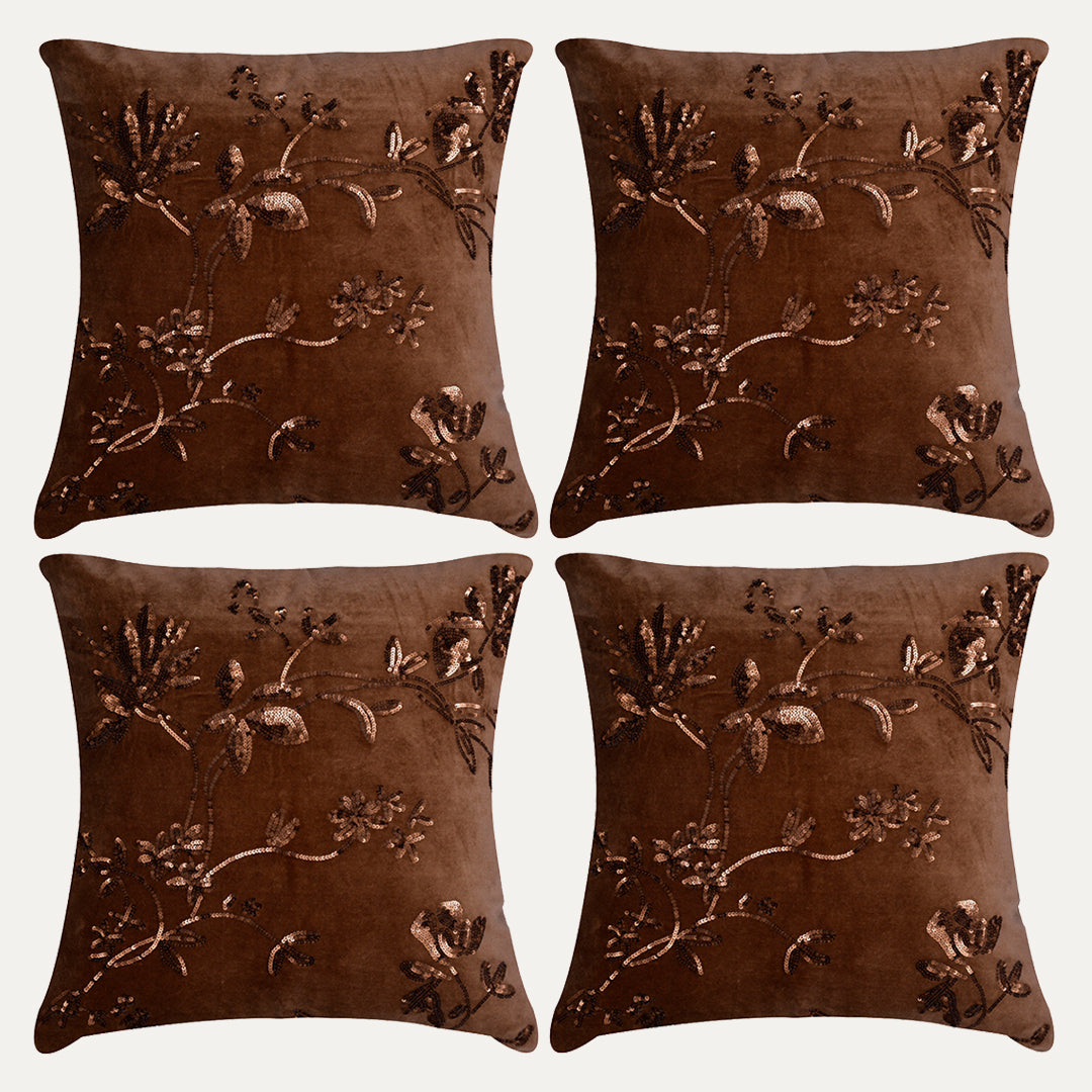 Elegant Embroidered Throw Pillow Covers - Set of 4 - Decozen